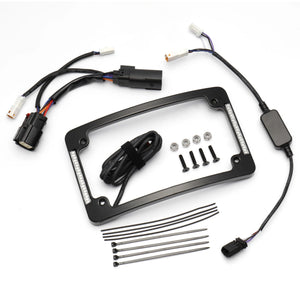 Cadre de plaque d'immatriculation avec éclairage LED pour Harley-Davidson Street Glide, Road Glide, Road King, Ultra Limited – photo 1/6