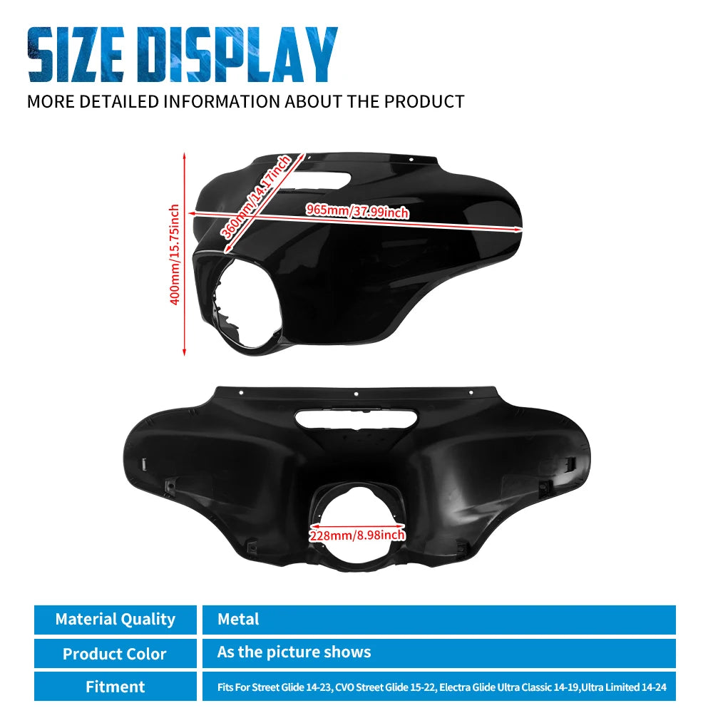 Kit carénage avant de phare batwing pour moto Harley Touring - vue 5