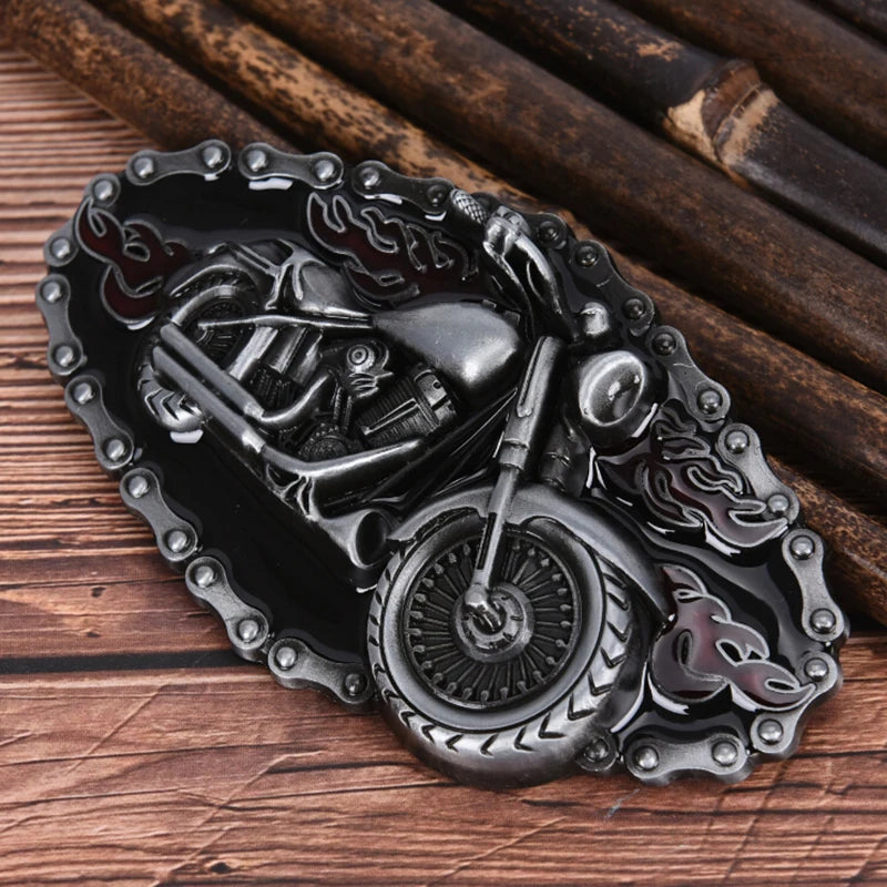 Boucle de ceinture métallique vintage motif motard cowboy - vue 5