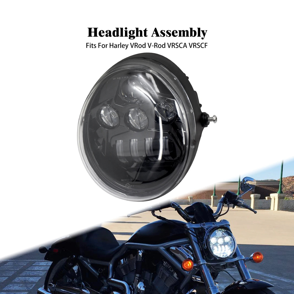 Phare avant LED noir pour Harley-Davidson V-Rod - vue 1