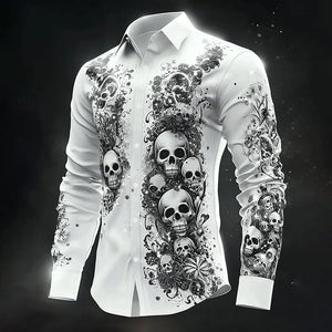 Chemise noire manches longues imprimé tête de mort - vue 14