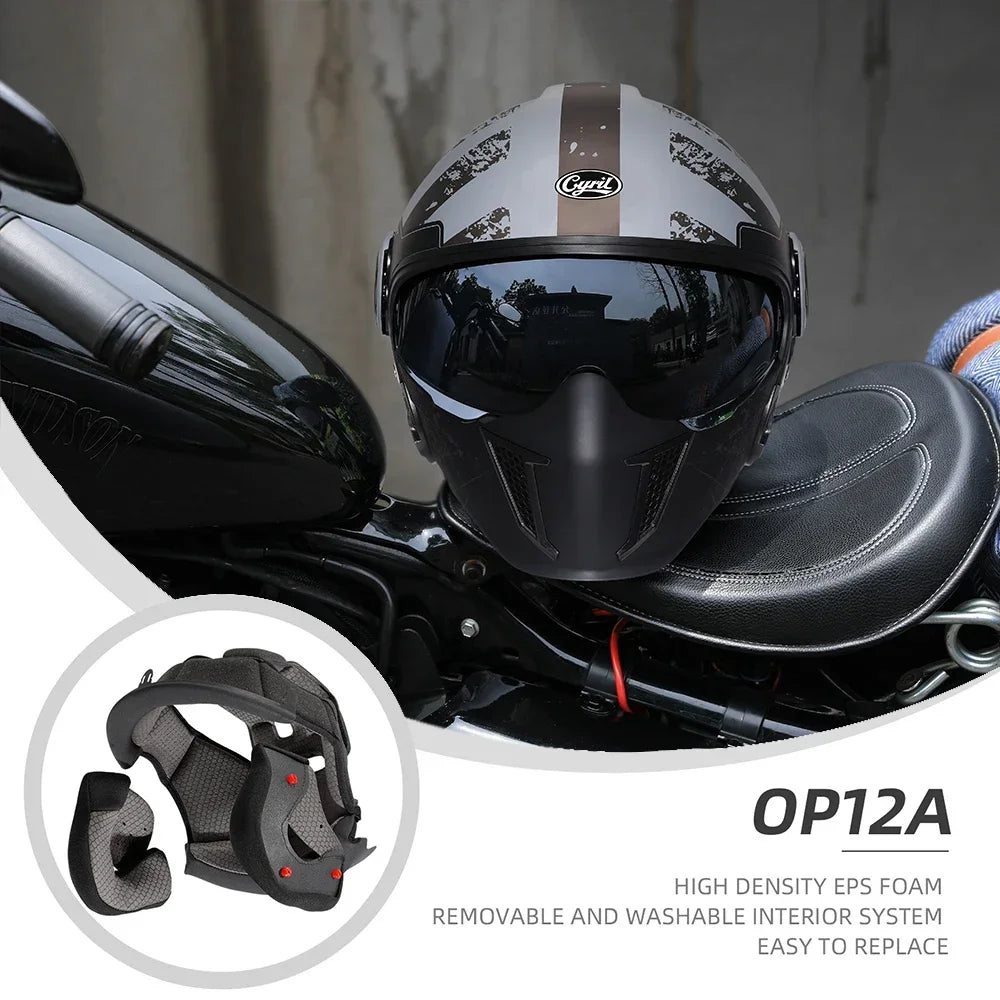 Casque moto modulable rétro, doublure intérieure amovible - vue 4