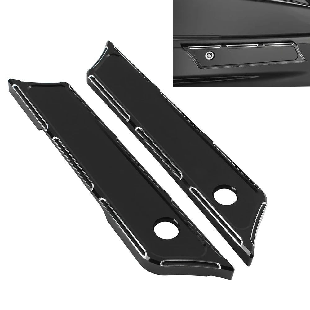 Cache-loquets de sacoches CNC noir pour Harley Touring - vue 1