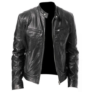 Blouson moto homme noir en simili cuir avec protections - vue 7
