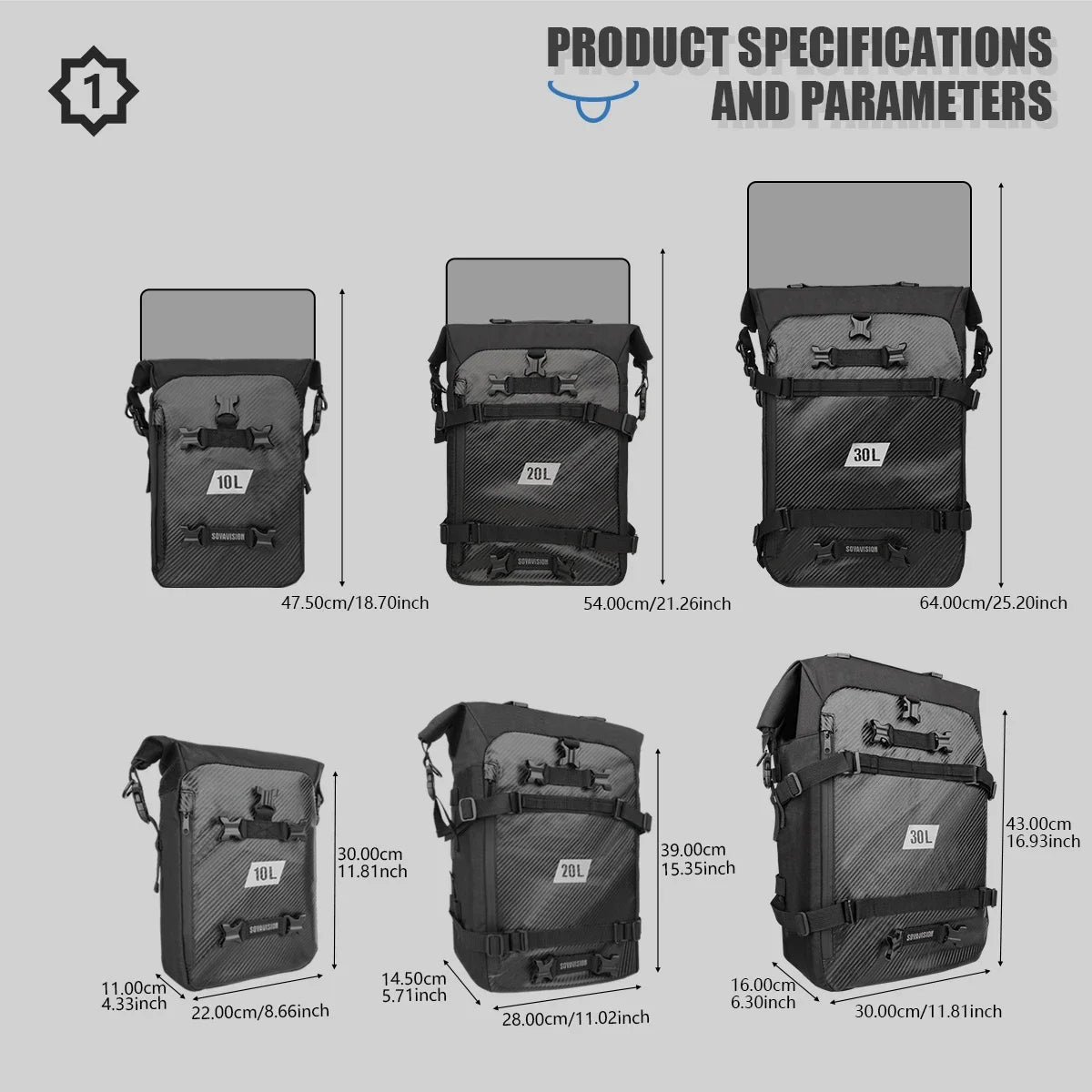 Sacoche noire pour barre de protection moto - vue 3