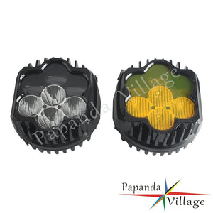 Phare LED avant noir avec feu antibrouillard jaune sur une Harley-Davidson Road Glide - vue 3
