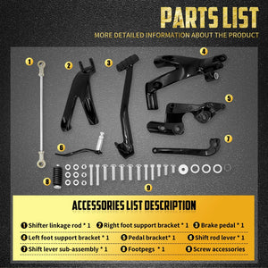 Kit repose-pieds pour commandes avancées en aluminium billette et acier, finition noire pour Harley-Davidson Softail Street Bob, Low Rider FXBB 2018-2025 – photo 6/7