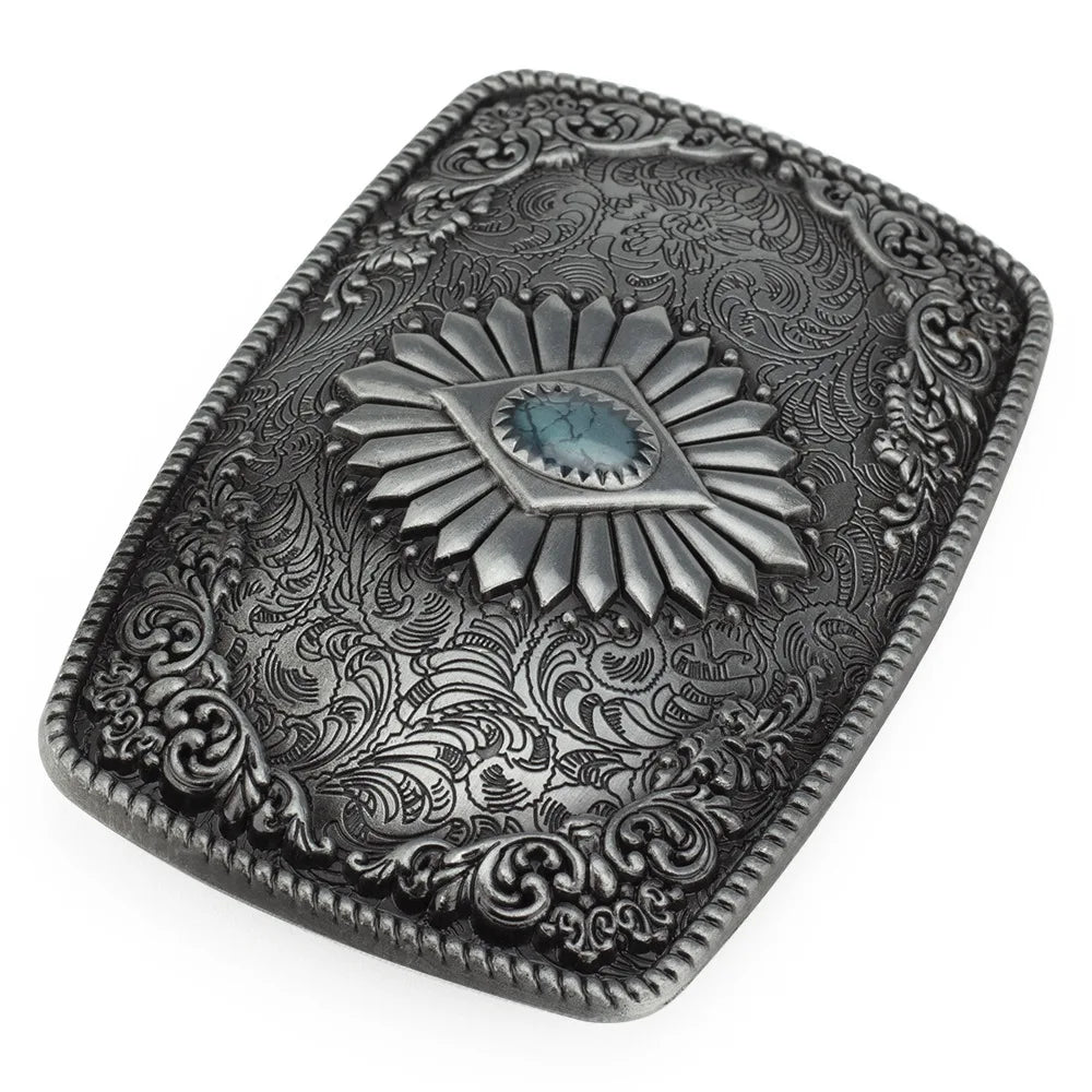 Boucle de ceinture rétro à motifs floraux façon gemmes - vue 3