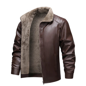 Blouson biker en simili cuir doublé polaire - vue - vue 1