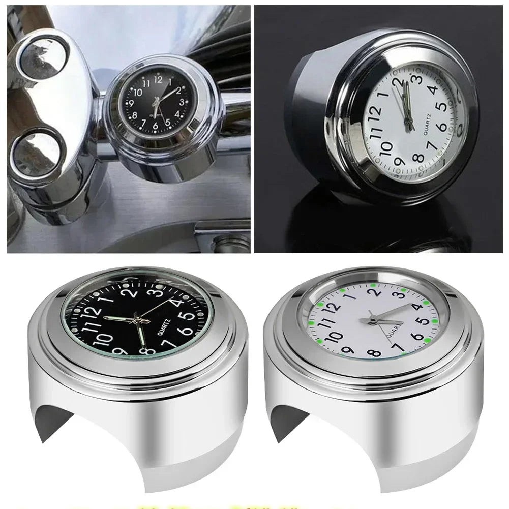 Horloge et thermomètre noirs fixés sur le guidon d'une moto - vue 4