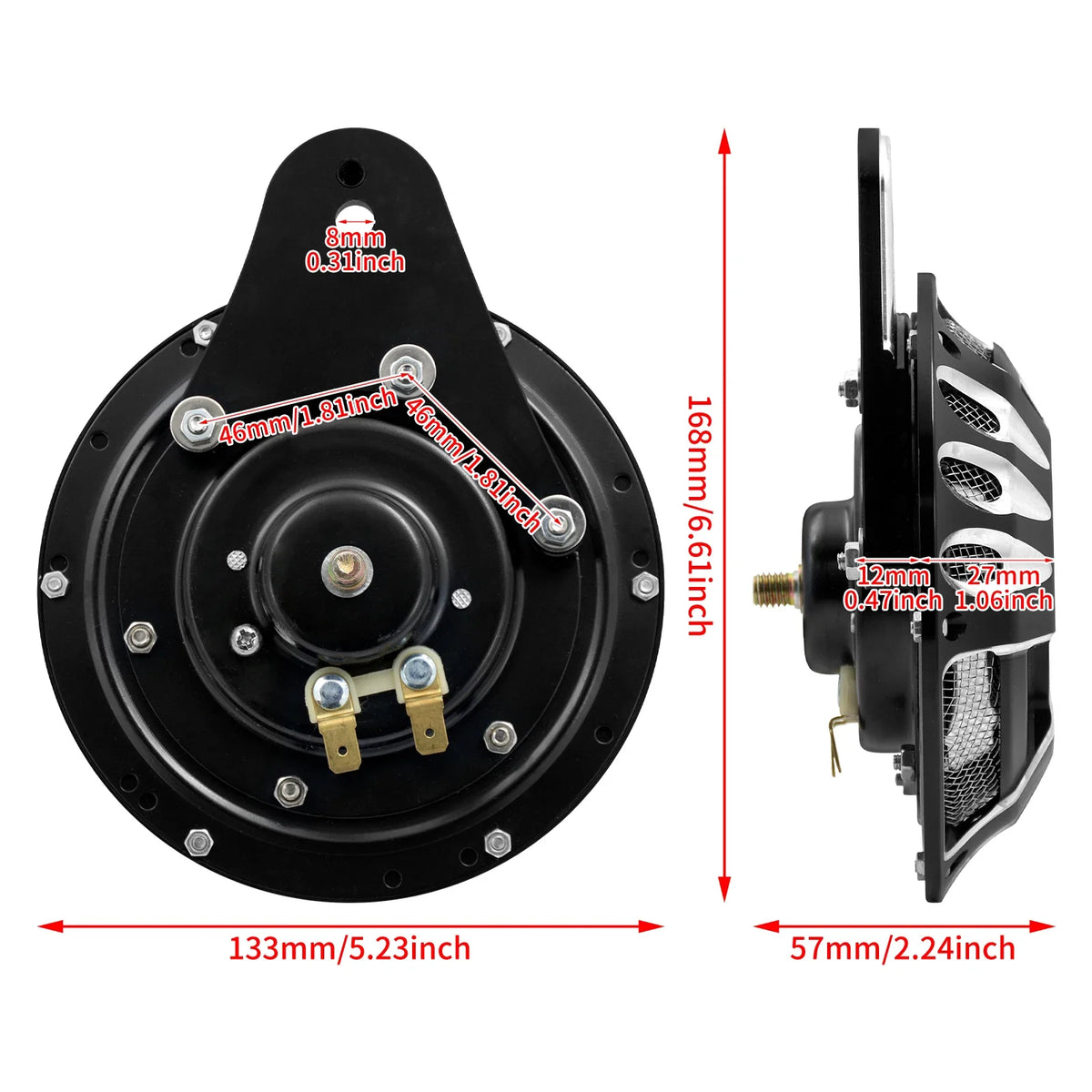 Cache klaxon CNC noir/chrome pour Harley-Davidson Big Twin (Evo/Twin Cam/M8) 1991 et plus, Sportster 2007 et plus – photo 3/7