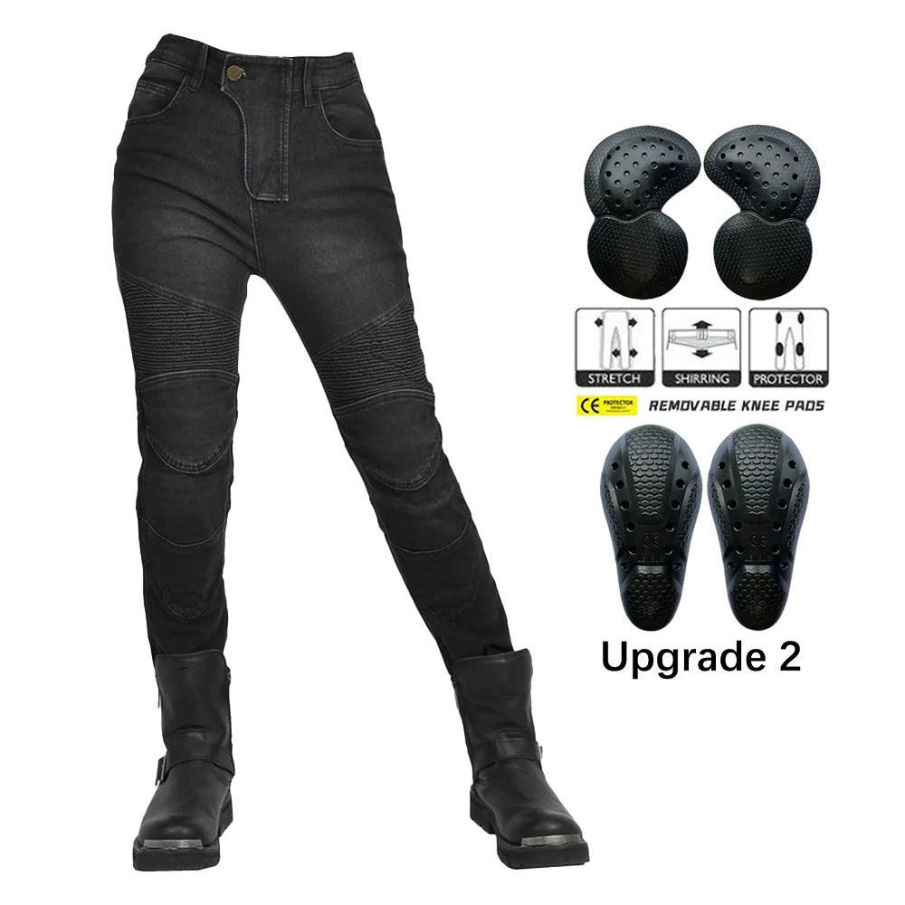 Jean moto femme avec protections silicone amovibles - vue 8