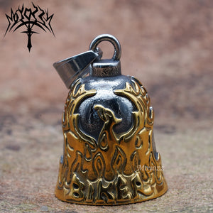 Cloche porte-bonheur dorée avec motif phénix pour motard - vue 6