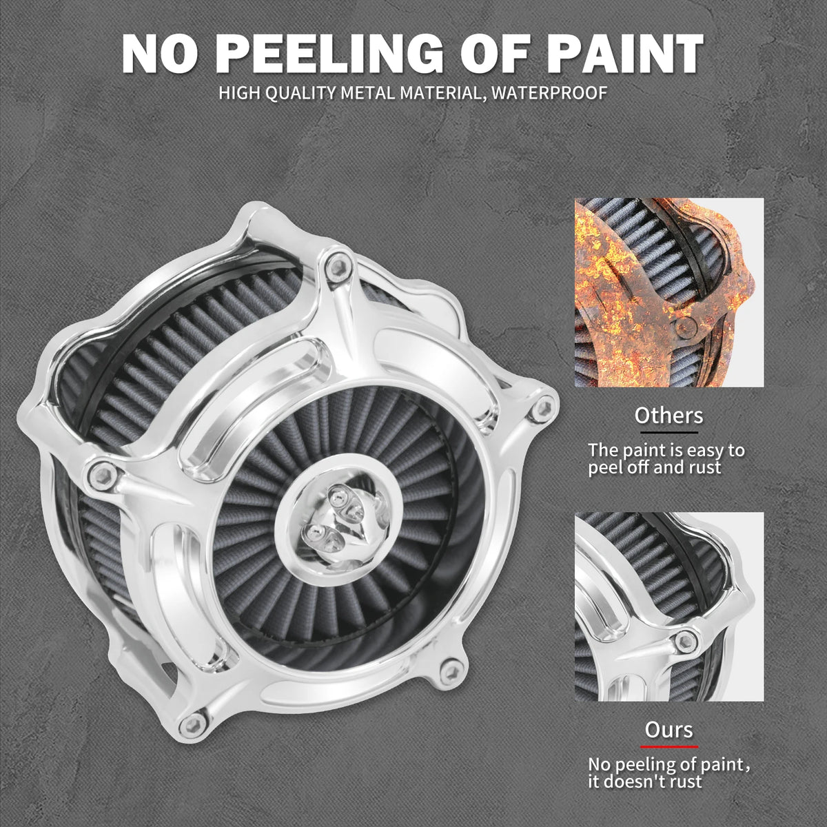 Filtre à air chromé élément gris - Harley Touring, Sportster XL, Dyna, Softail – photo 5/10