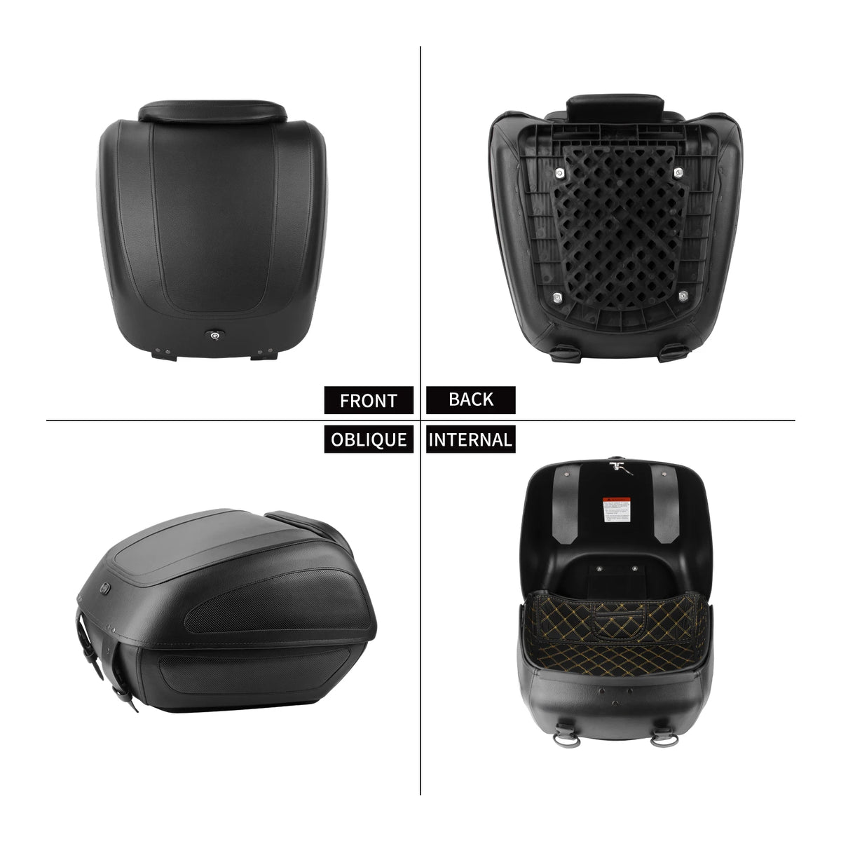 Top case moto noir étanche avec dossier passager et serrure - vue 3