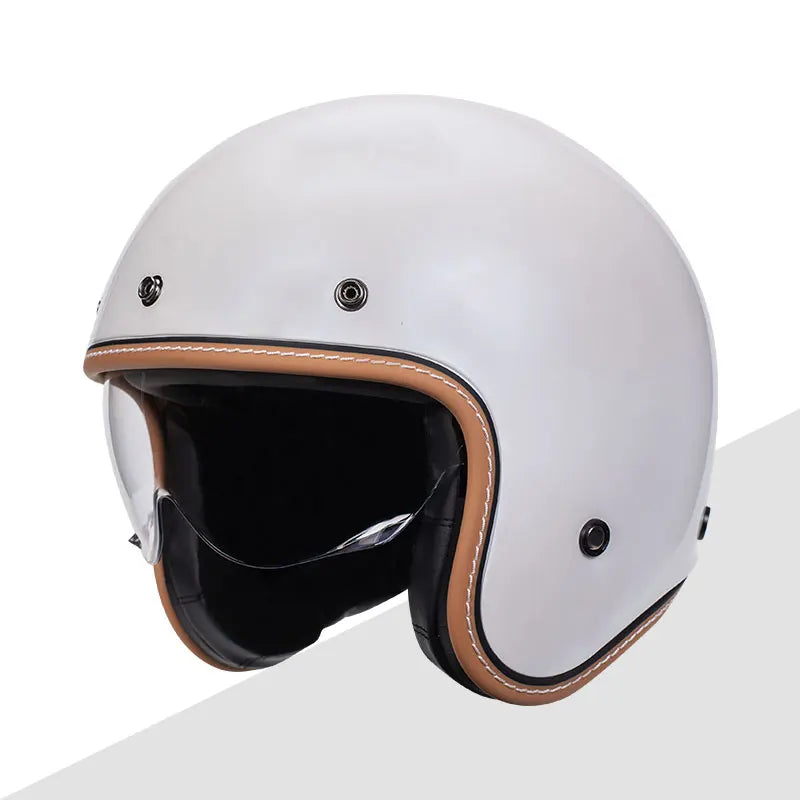 Casque moto jet rétro violet avec visière intégrée - vue 11