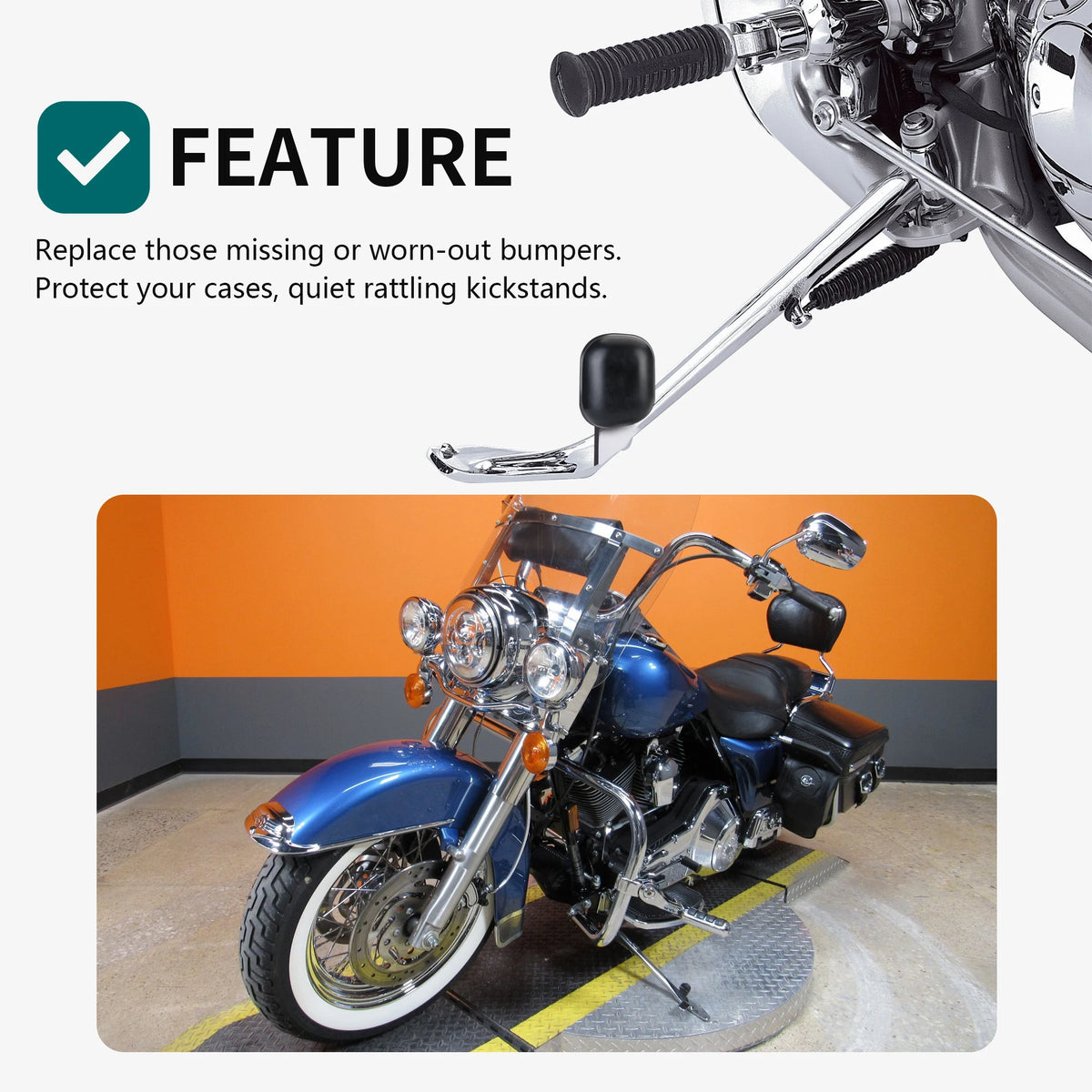 Tampon caoutchouc de béquille latérale (jiffy stand) pour Harley-Davidson Touring 2001-2006 – photo 6/7