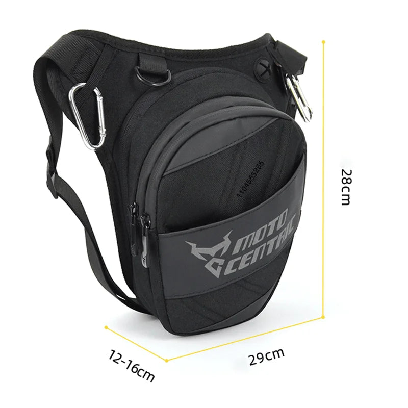Sac banane moto noir porté à la cuisse - vue - vue 6