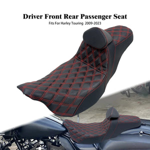 Selle biplace noire avec dossier pilote pour Harley-Davidson Road Glide - vue 11