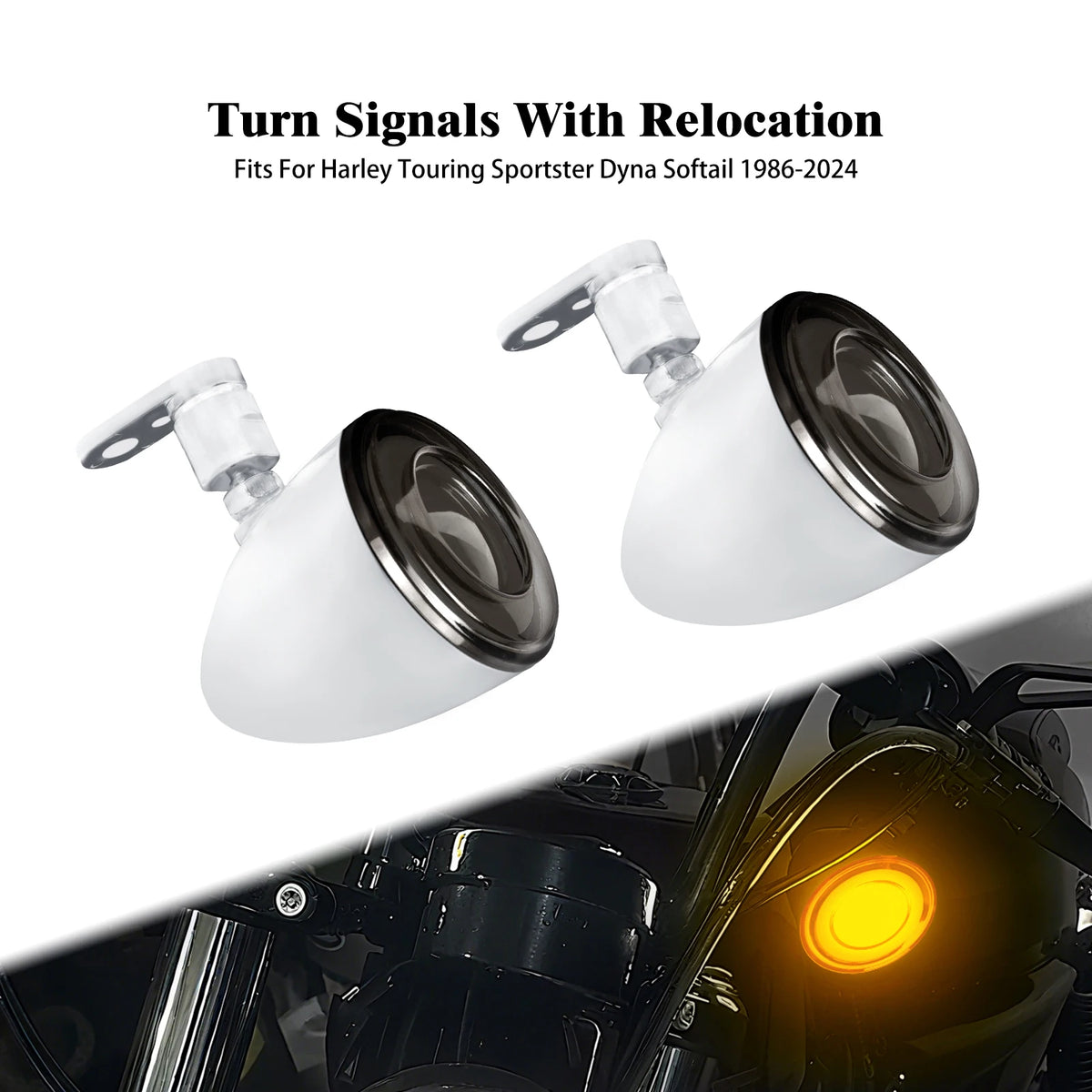 Paire de clignotants LED bullet noirs avec kit de déport pour Harley-Davidson - vue 7