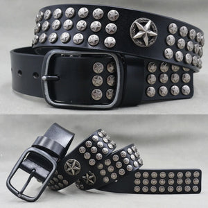 Ceinture en cuir véritable cloutée style rock - vue 32