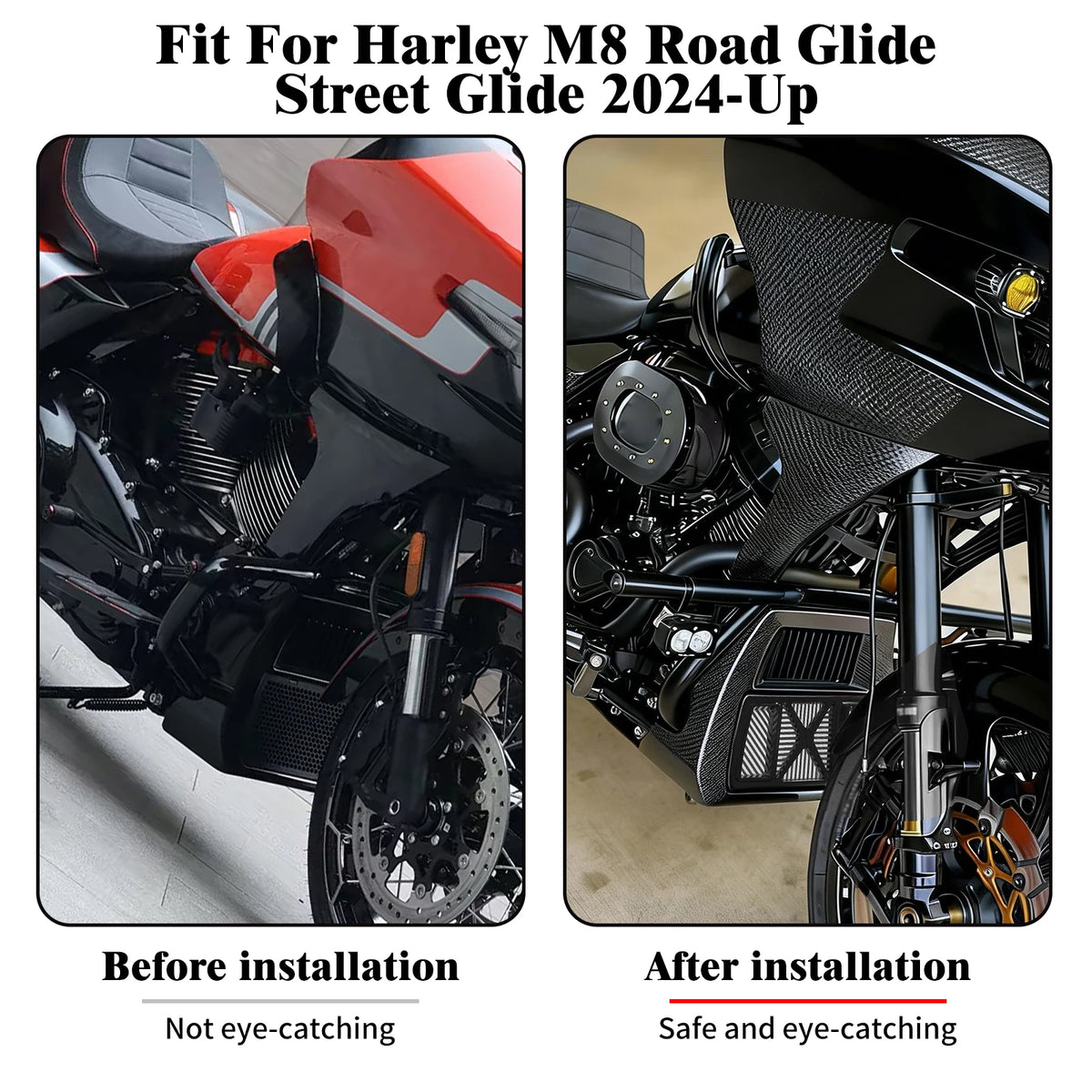 Grille de Protection de Radiateur Aluminium (Radiator Guard) - Harley-Davidson Touring M8 Road Glide & Street Glide 2024-Up – photo 2/12