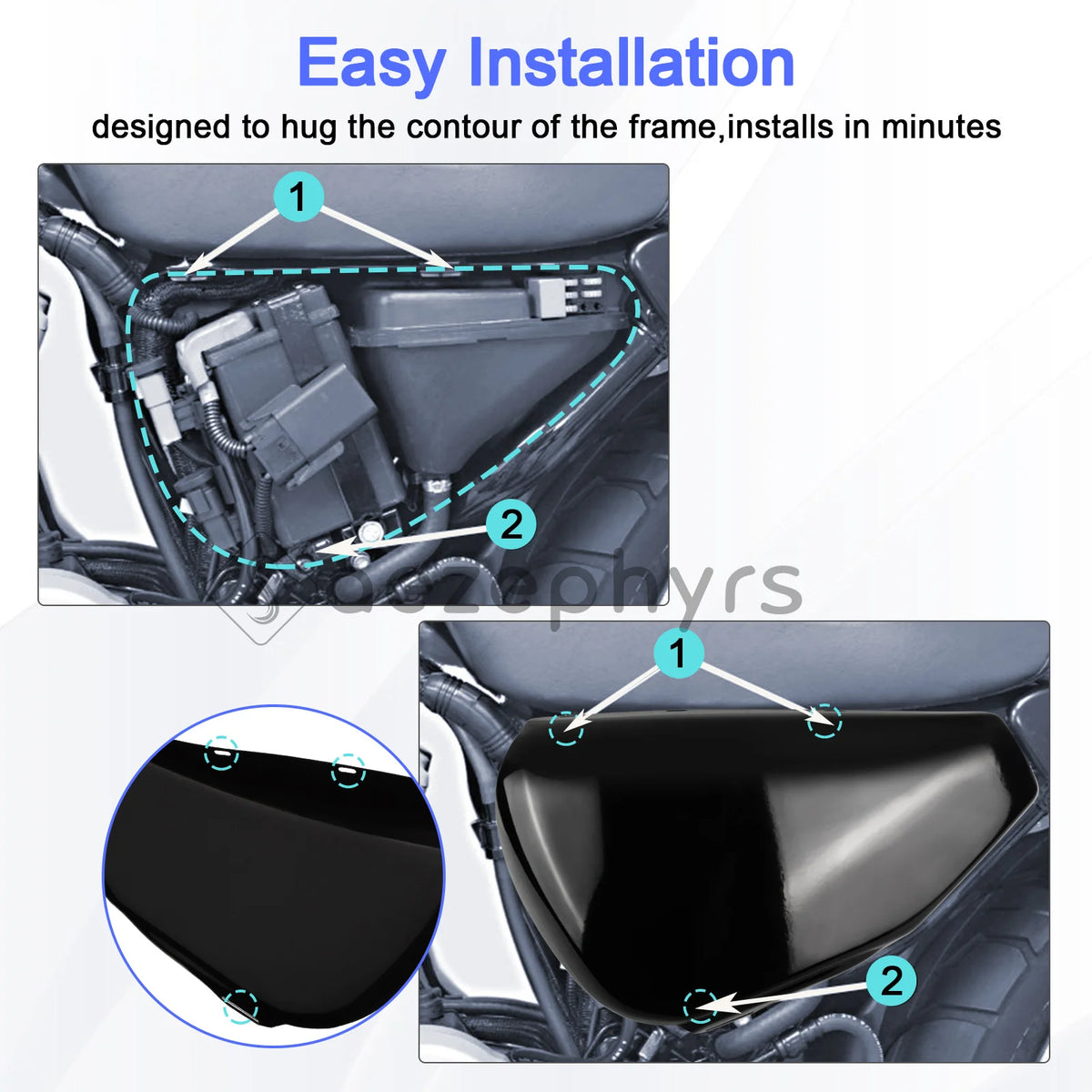 Cache Latéral de Batterie (Gauche ou Droite) Acier - Harley-Davidson Sportster 883/1200 2004-2013 – photo 6/8