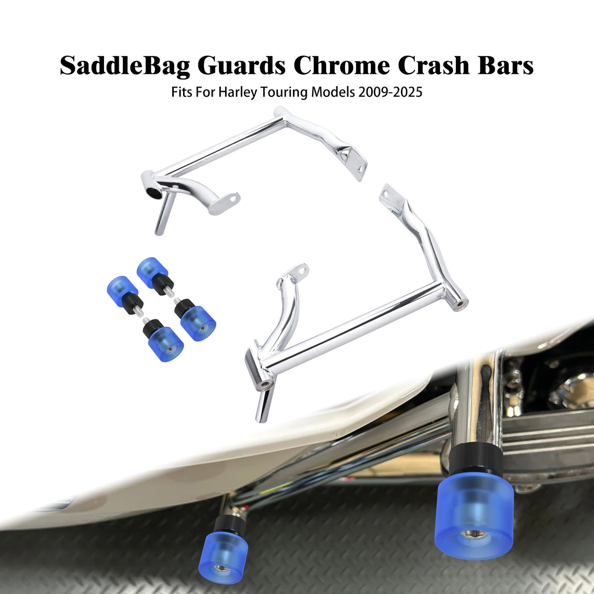 Barre de protection chromée autour d'une sacoche de Harley-Davidson Touring - vue 11