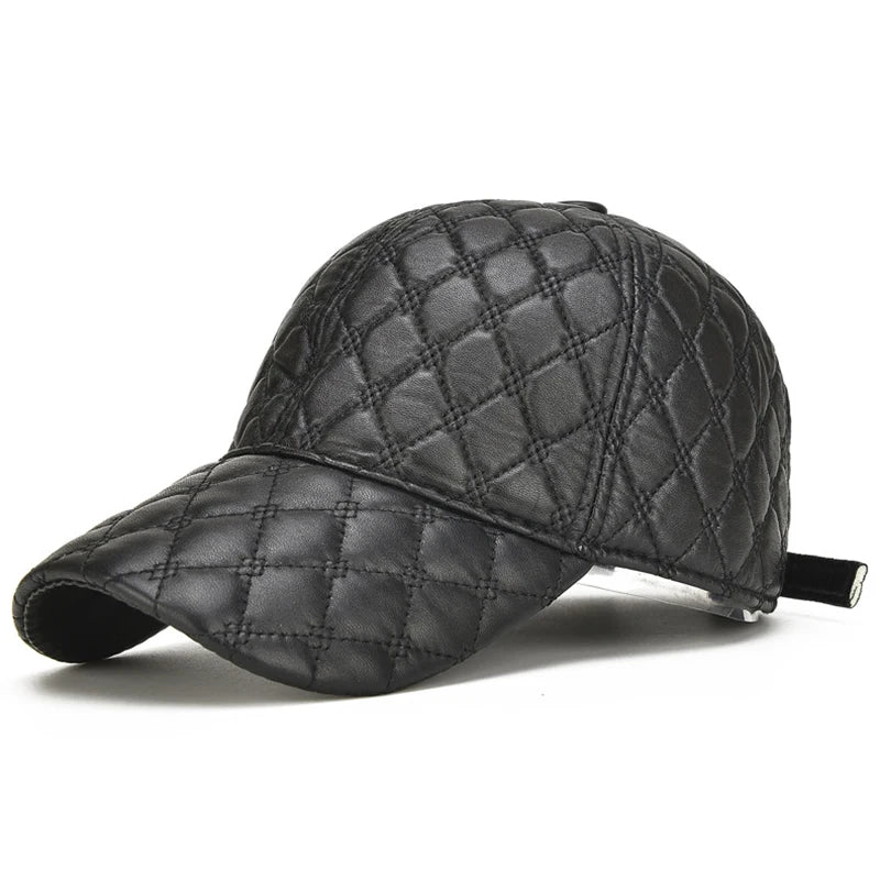 Casquette en cuir de mouton noir pour homme - vue 8