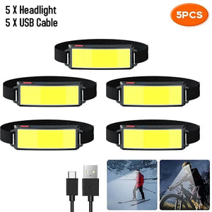 Lampe frontale LED COB puissante, rechargeable Type-C, batterie intégrée – photo 7/11
