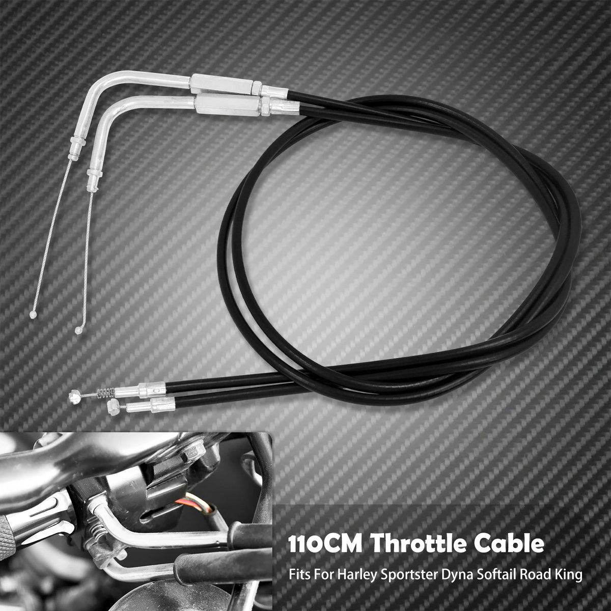 Câble d'Accélérateur/d'Embrayage en Acier (Plusieurs Longueurs) - Harley-Davidson Sportster, Touring, Dyna & Softail – photo 7/12