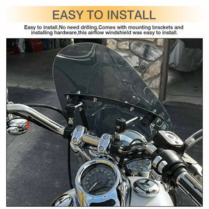 Pare-brise moto fumé universel monté sur guidon - vue 2