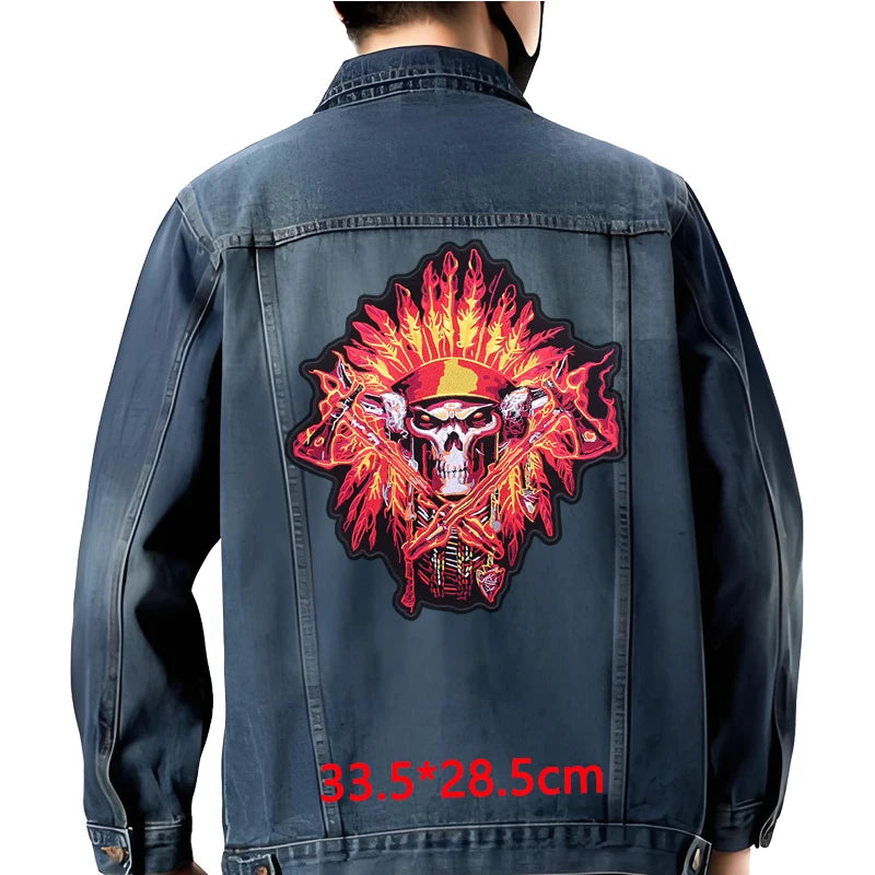 Grand écusson dorsal brodé style biker moto pour blouson - vue 44