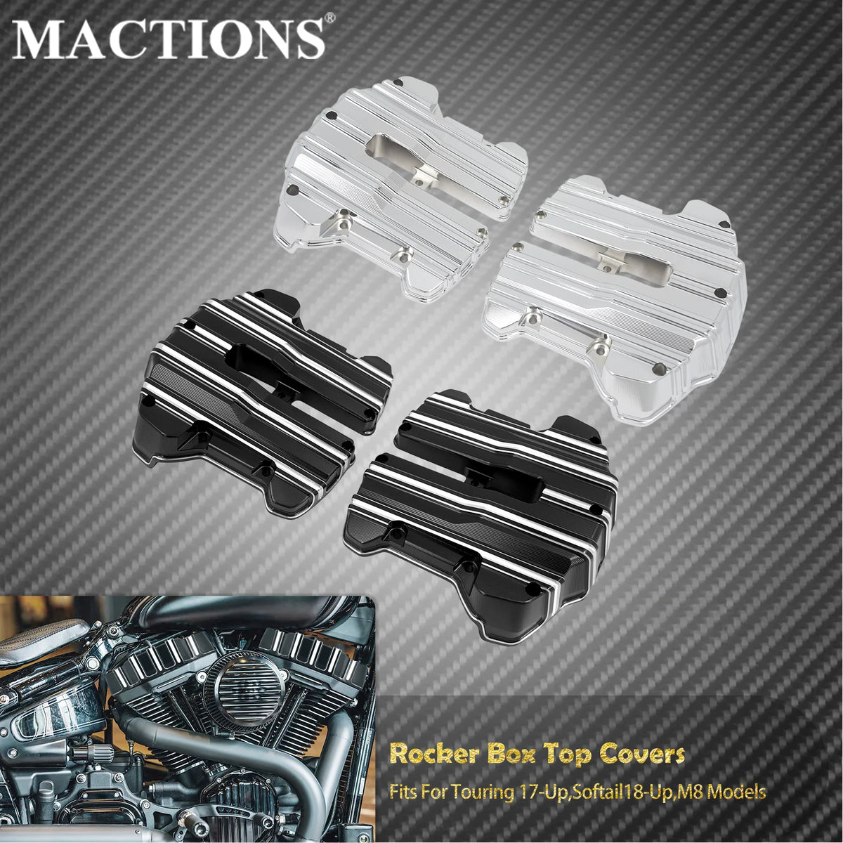 Caches de Culbuteurs (Rocker Box) en Aluminium Billet - Harley-Davidson M8 Touring, Softail, Trike – photo 1/8