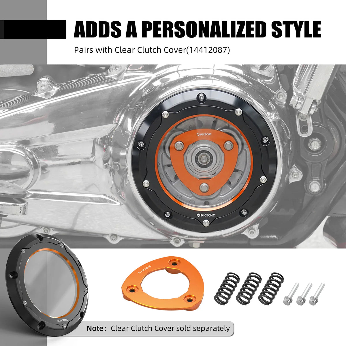 Plaque de pression d'embrayage orange en alliage d'aluminium pour moteur Harley-Davidson M8 - vue 5