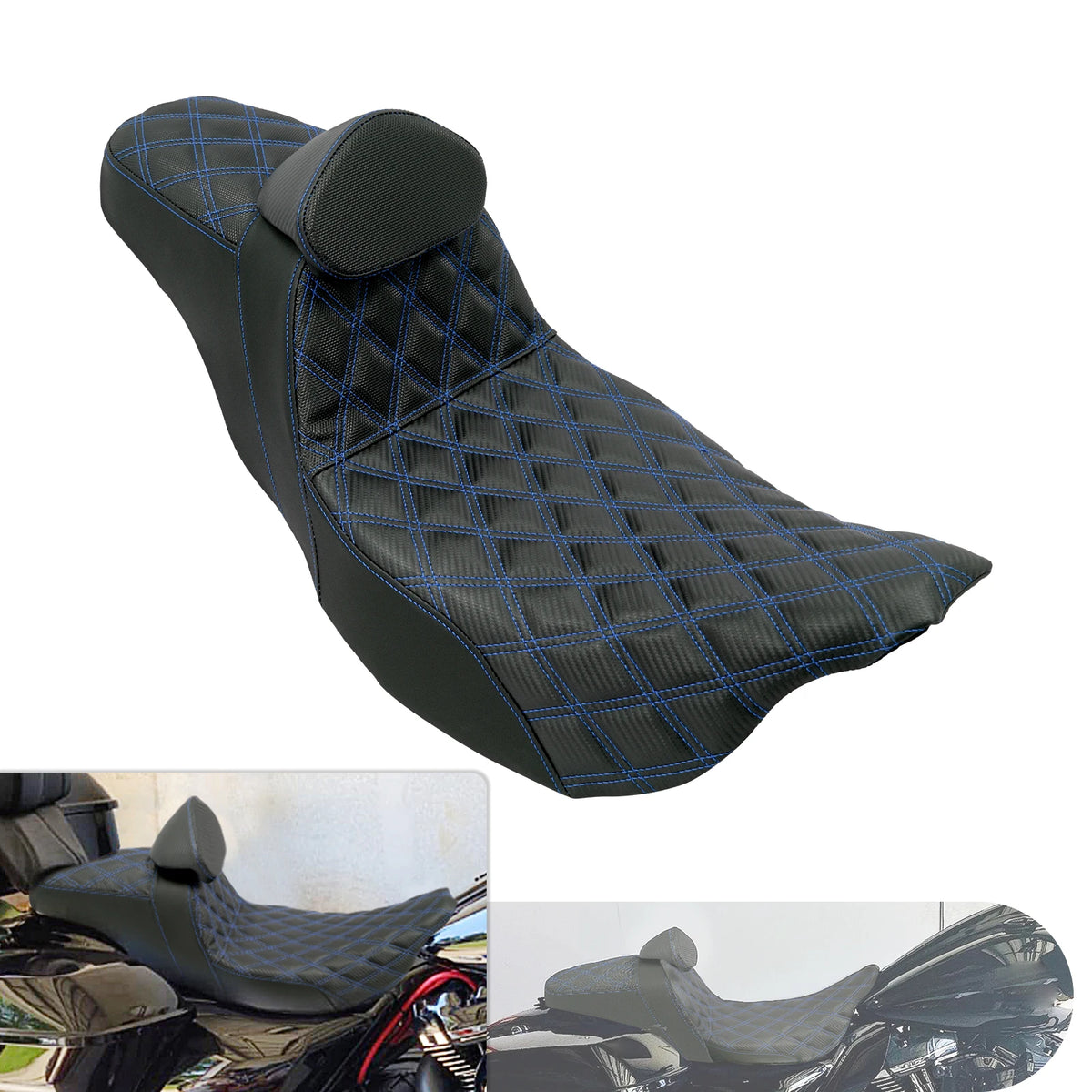 Selle biplace avec dossier pilote MACTIONS pour Harley-Davidson Touring (2009-2023)