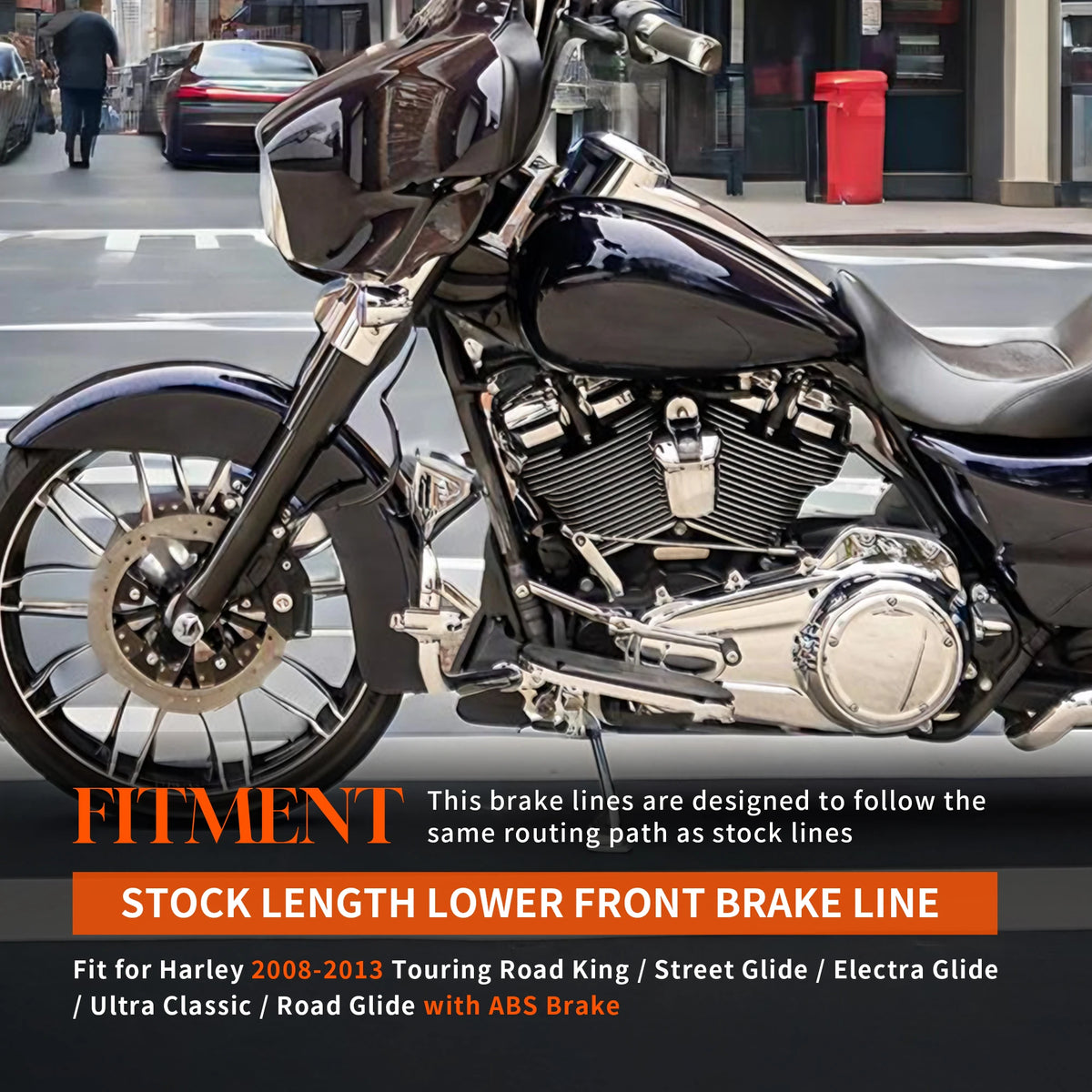 Durite de Frein Avant Inférieure Tressée Inox (Longueur d'Origine) - Harley-Davidson Touring ABS 2008-2013 – photo 2/7