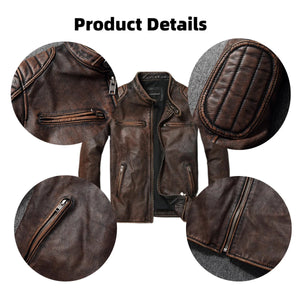 Blouson en cuir noir pour moto - vue homme - vue 4