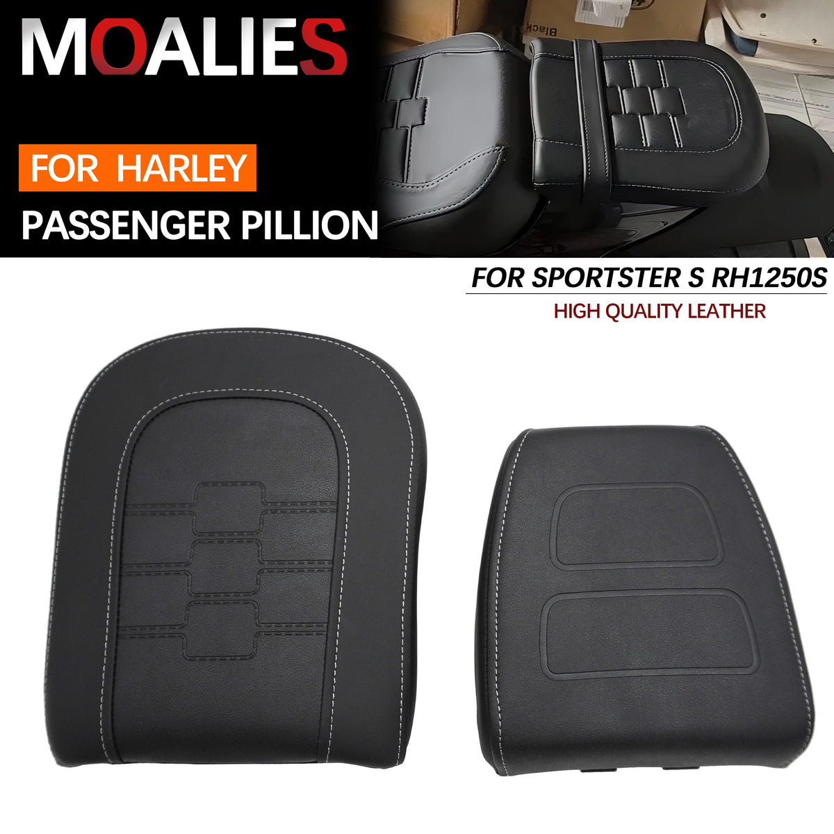 Selle passager arrière en cuir PU MOALIES MOTO pour Harley-Davidson Sportster S RH1250S (2021-2023)