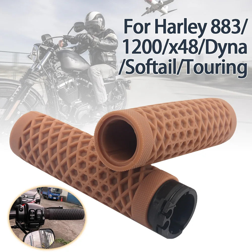 Poignées de guidon caoutchouc pour Harley Sportster Dyna Softail - vue 1