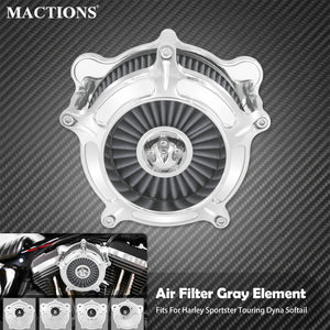 Filtre à air chromé élément gris - Harley Touring, Sportster XL, Dyna, Softail – photo 1/10