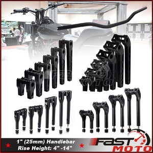 Risers de guidon T-Bar noirs pour moto Harley-Davidson Dyna - vue 2