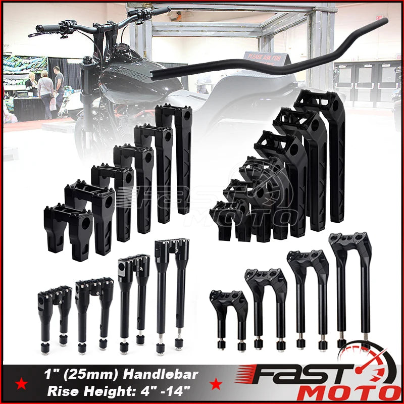 Risers de guidon T-Bar noirs pour moto Harley-Davidson Dyna - vue 2