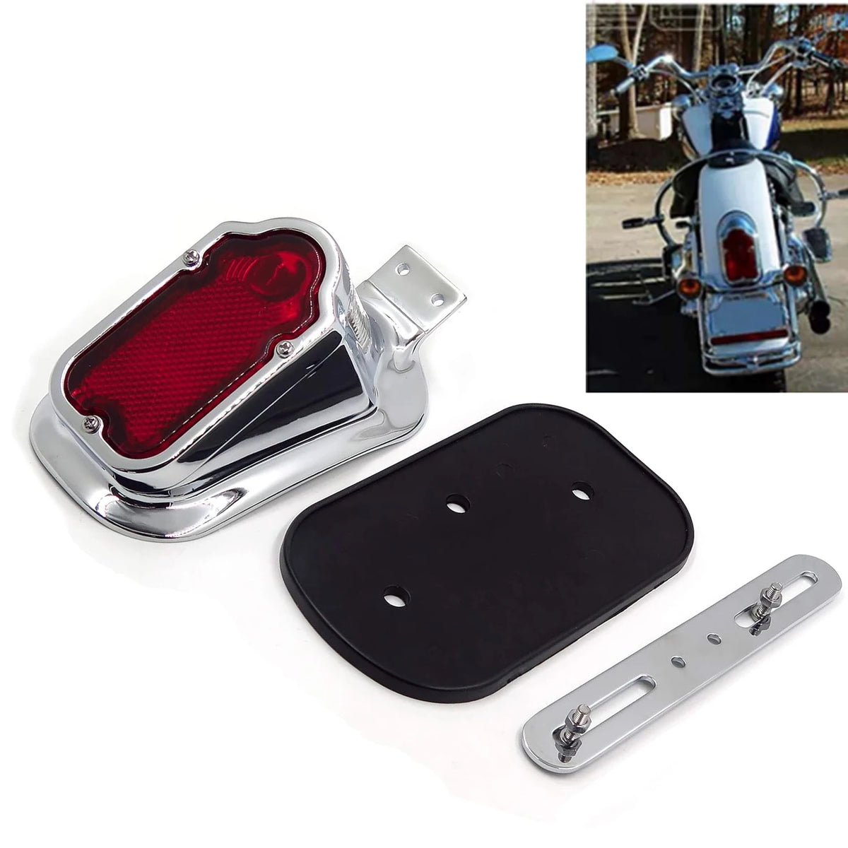 Feu arrière LED chromé style tombstone pour moto Harley-Davidson - vue 5