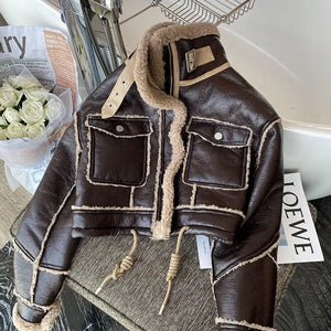 Veste peau lainée femme hiver - vue produit - vue 2