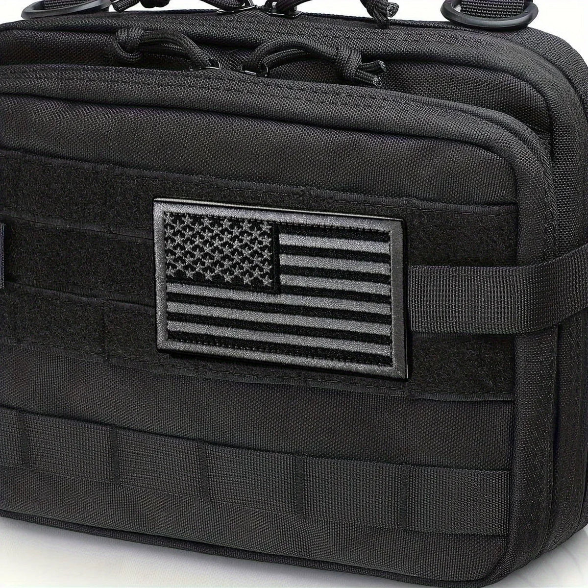 Écusson brodé drapeau USA noir et gris pour casquette ou blouson moto - vue 4