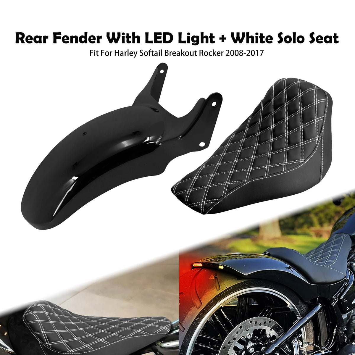 Garde-boue arrière raccourci et selle solo noire pour moto Harley-Davidson Softail - vue 9