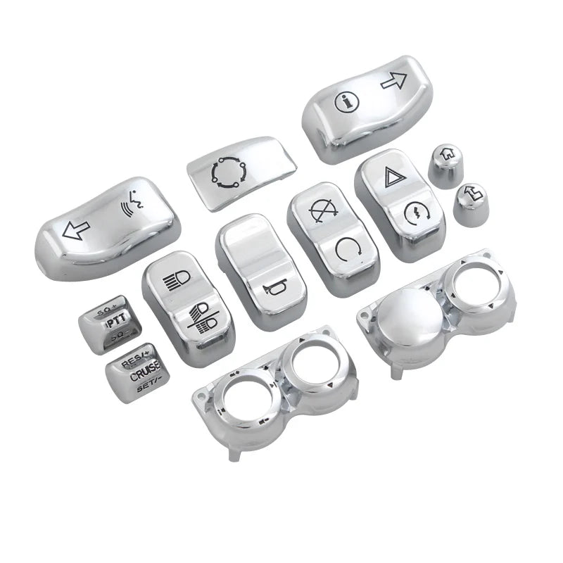 Capuchons de boutons de commodo chromés pour Harley Touring - vue 5