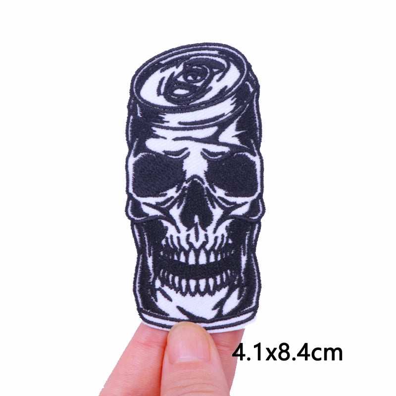 Écusson brodé crâne punk thermocollant style rock biker - vue 15