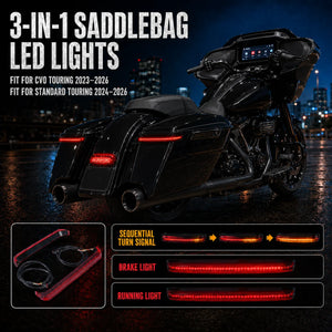 Feu LED de sacoche séquentiel pour Harley Street Glide Road Glide - vue 1